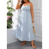 image:imagePlus Size Maxi Dress Summer Casual Striped Spaghetti Strap Long SundressBlue and White