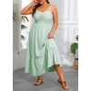 image:imagePlus Size Maxi Dress Summer Casual Striped Spaghetti Strap Long SundressGreen and White