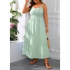 image:imagePlus Size Maxi Dress Summer Casual Striped Spaghetti Strap Long SundressGreen and White