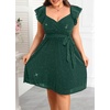 image:imagePlus Size Sparkly Cocktail Dress Wrap V Neck Ruffle Sleeve Wedding GuestGreen