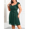 image:imagePlus Size Sparkly Cocktail Dress Wrap V Neck Ruffle Sleeve Wedding GuestGreen