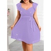 image:imagePlus Size Sparkly Cocktail Dress Wrap V Neck Ruffle Sleeve Wedding GuestLavender