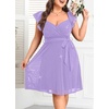 image:imagePlus Size Sparkly Cocktail Dress Wrap V Neck Ruffle Sleeve Wedding GuestLavender