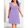 image:imagePlus Size Sparkly Cocktail Dress Wrap V Neck Ruffle Sleeve Wedding GuestLavender
