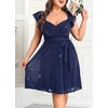 image:imagePlus Size Sparkly Cocktail Dress Wrap V Neck Ruffle Sleeve Wedding GuestNavy Blue