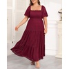 image:imageTalisea Plus Size Lace Dress  Boho Wedding Long Maxi Dress for WomenBurgundy