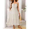 image:imageTalisea Plus Size Summer Dress  Boho Spaghetti Strap Maxi Dress WomenBeige Plaid