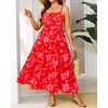 image:imageTalisea Plus Size Summer Dress  Boho Spaghetti Strap Maxi Dress WomenRed Floral