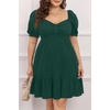 image:imageTalisea Plus Size Sweetheart Neck Puff Short Sleeve Babydoll Summer DressEmerald Green