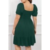 image:imageTalisea Plus Size Sweetheart Neck Puff Short Sleeve Babydoll Summer DressEmerald Green