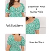 image:imageTalisea Plus Size Sweetheart Neck Puff Short Sleeve Babydoll Summer DressGreen Floral
