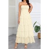 image:imageTalisea Wedding Guest Dress Jacquard Strapless Smocked Tiered Maxi DressBeige