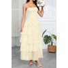 image:imageTalisea Wedding Guest Dress Jacquard Strapless Smocked Tiered Maxi DressBeige