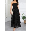 image:imageTalisea Wedding Guest Dress Jacquard Strapless Smocked Tiered Maxi DressBlack