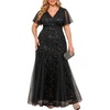 image:imagePlus Size Formal Dress Sequin Lace Mermaid Wedding Guest Maxi GownBlack