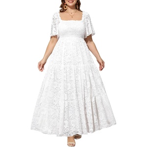 image:imageTalisea Plus Size Lace Dress  Boho Wedding Long Maxi Dress for WomenWhite