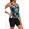 image:imageBlouson Tankini with Shorts  7 BoyLeg Two Piece Swimsuit with PocketsGreen Leaves