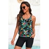 image:imageBlouson Tankini with Shorts  7 BoyLeg Two Piece Swimsuit with PocketsGreen Leaves