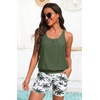 image:imageBlouson Tankini with Shorts  7 BoyLeg Two Piece Swimsuit with PocketsGreen Palm Tree