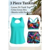 image:imageTalisea 3 Piece Tankini with Shorts  Tummy Control Swimsuit Bathing SuitsAqua Colorful Floral