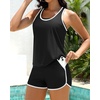 image:imageTalisea 3 Piece Tankini with Shorts  Tummy Control Swimsuit Bathing SuitsBlack