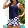 image:imageTalisea 3 Piece Tankini with Shorts  Tummy Control Swimsuit Bathing SuitsNavy Geometry