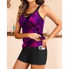 image:imageTalisea Tankini Swimsuits with Shorts  Women Two Piece Bathing Suit with Pockets Swimwear 2025Purple Leaf 1