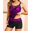image:imageTalisea Tankini Swimsuits with Shorts  Women Two Piece Bathing Suit with Pockets Swimwear 2025Purple Leaf 1