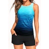 image:imageTankini Swimsuits with Shorts  Tummy Control Bathing Suits with PocketsAqua Gradient