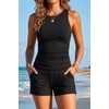 image:imageTankini Swimsuits with Shorts  Tummy Control Bathing Suits with PocketsBlack
