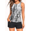 image:imageTankini Swimsuits with Shorts  Tummy Control Bathing Suits with PocketsBlack Tie Dye