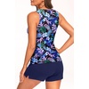 image:imageTankini Swimsuits with Shorts  Tummy Control Bathing Suits with PocketsBlue Floral