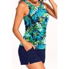 image:imageTankini Swimsuits with Shorts  Tummy Control Bathing Suits with PocketsGreen Leaves
