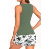 image:imageTankini Swimsuits with Shorts  Tummy Control Bathing Suits with PocketsGreen Palm Tree