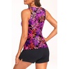 image:imageTankini Swimsuits with Shorts  Tummy Control Bathing Suits with PocketsPurple Pink Leaves