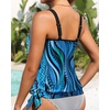 image:imageTankini Tops for Women Swimwear  Blouson Swim Top Loose Fit Bathing SuitBlue Wavy Pattern