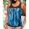 image:imageTankini Tops for Women Swimwear  Blouson Swim Top Loose Fit Bathing SuitBlue Wavy Pattern