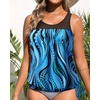 image:imageTankini Tops for Women Swimwear  Blouson Swim Top Loose Fit Bathing SuitBlue Wavy Pattern