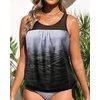 image:imageTankini Tops for Women Swimwear  Blouson Swim Top Loose Fit Bathing SuitGray Gradient