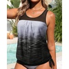 image:imageTankini Tops for Women Swimwear  Blouson Swim Top Loose Fit Bathing SuitGray Gradient