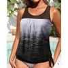 image:imageTankini Tops for Women Swimwear  Blouson Swim Top Loose Fit Bathing SuitGray Gradient