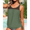 image:imageTankini Tops for Women Swimwear  Blouson Swim Top Loose Fit Bathing SuitOlive Green