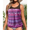 image:imageTankini Tops for Women Swimwear  Blouson Swim Top Loose Fit Bathing SuitPink Tribal