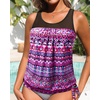 image:imageTankini Tops for Women Swimwear  Blouson Swim Top Loose Fit Bathing SuitPink Tribal