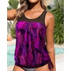 image:imageTankini Tops for Women Swimwear  Blouson Swim Top Loose Fit Bathing SuitPurple Leaves