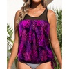 image:imageTankini Tops for Women Swimwear  Blouson Swim Top Loose Fit Bathing SuitPurple Leaves