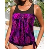 image:imageTankini Tops for Women Swimwear  Blouson Swim Top Loose Fit Bathing SuitPurple Leaves