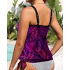 image:imageTankini Tops for Women Swimwear  Blouson Swim Top Loose Fit Bathing SuitPurple Leaves