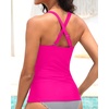 image:imageTankini Tops for Women Swimwear  Tummy Control VWire Swimsuit Top OnlyHot Pink
