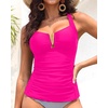 image:imageTankini Tops for Women Swimwear  Tummy Control VWire Swimsuit Top OnlyHot Pink
